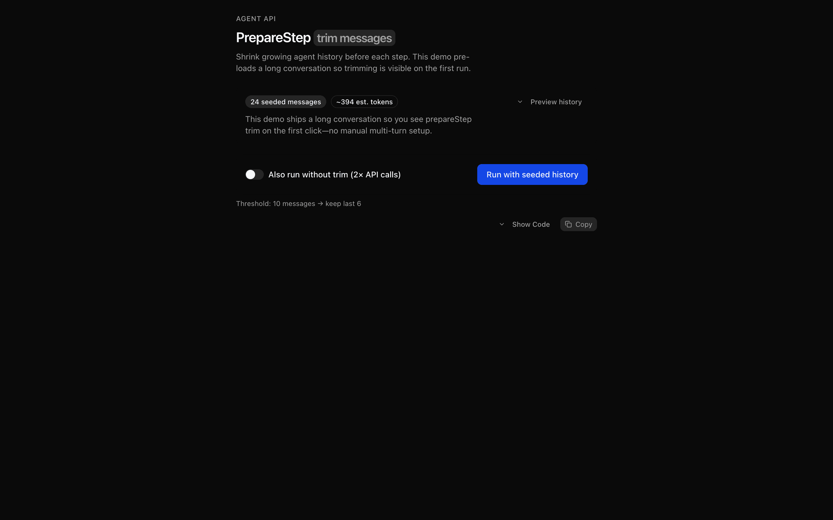 PrepareStep: Trim Message History preview