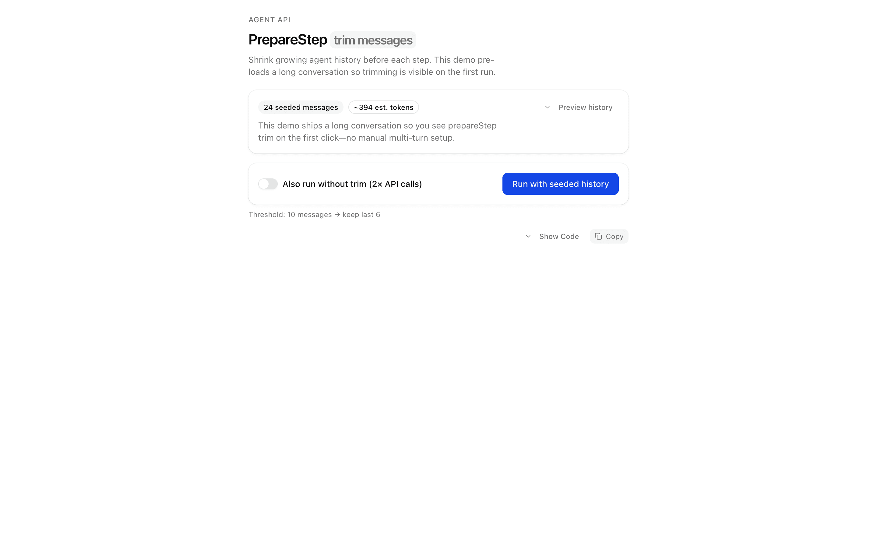 PrepareStep: Trim Message History preview
