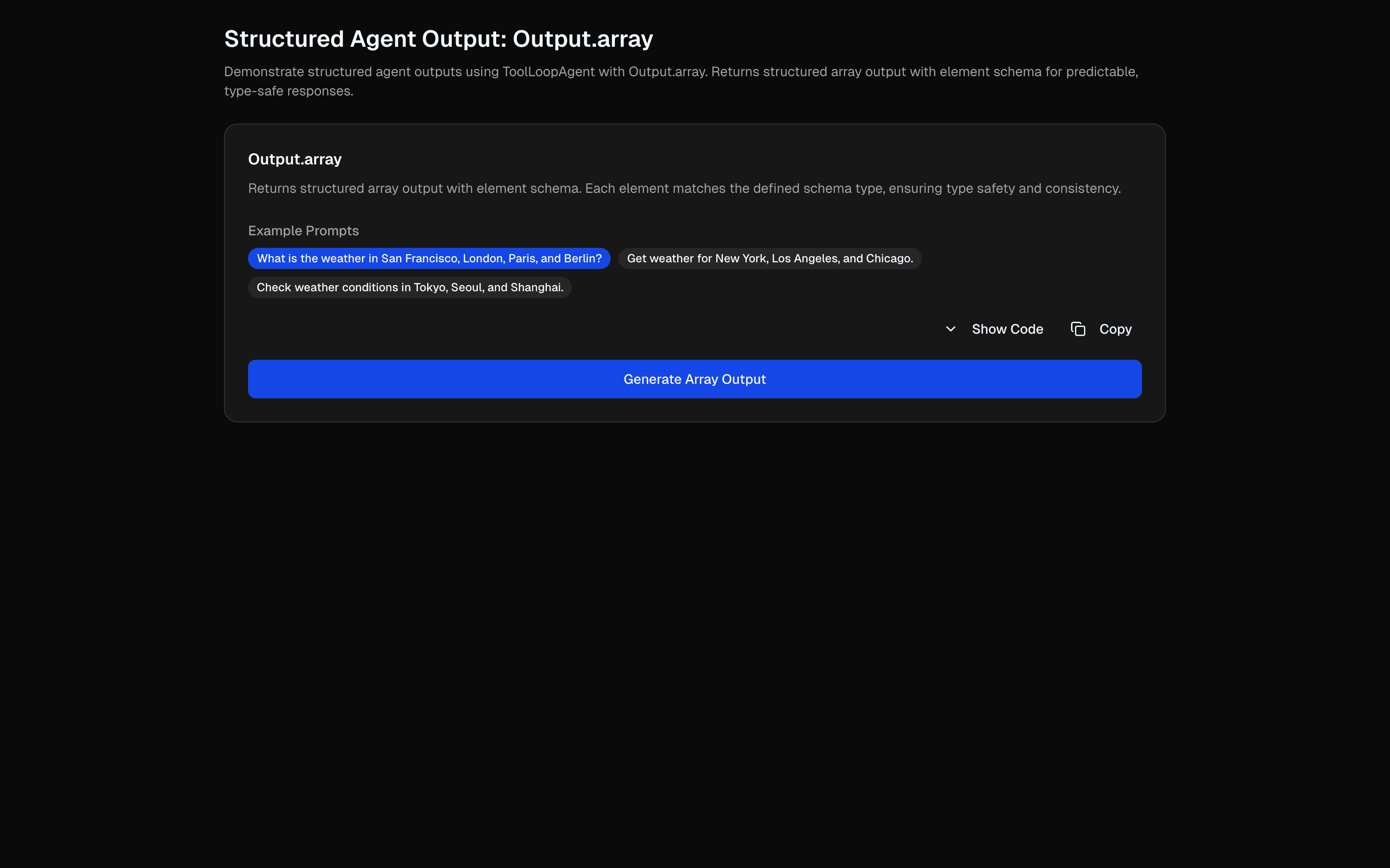 Structured Agent Output: Output.array preview