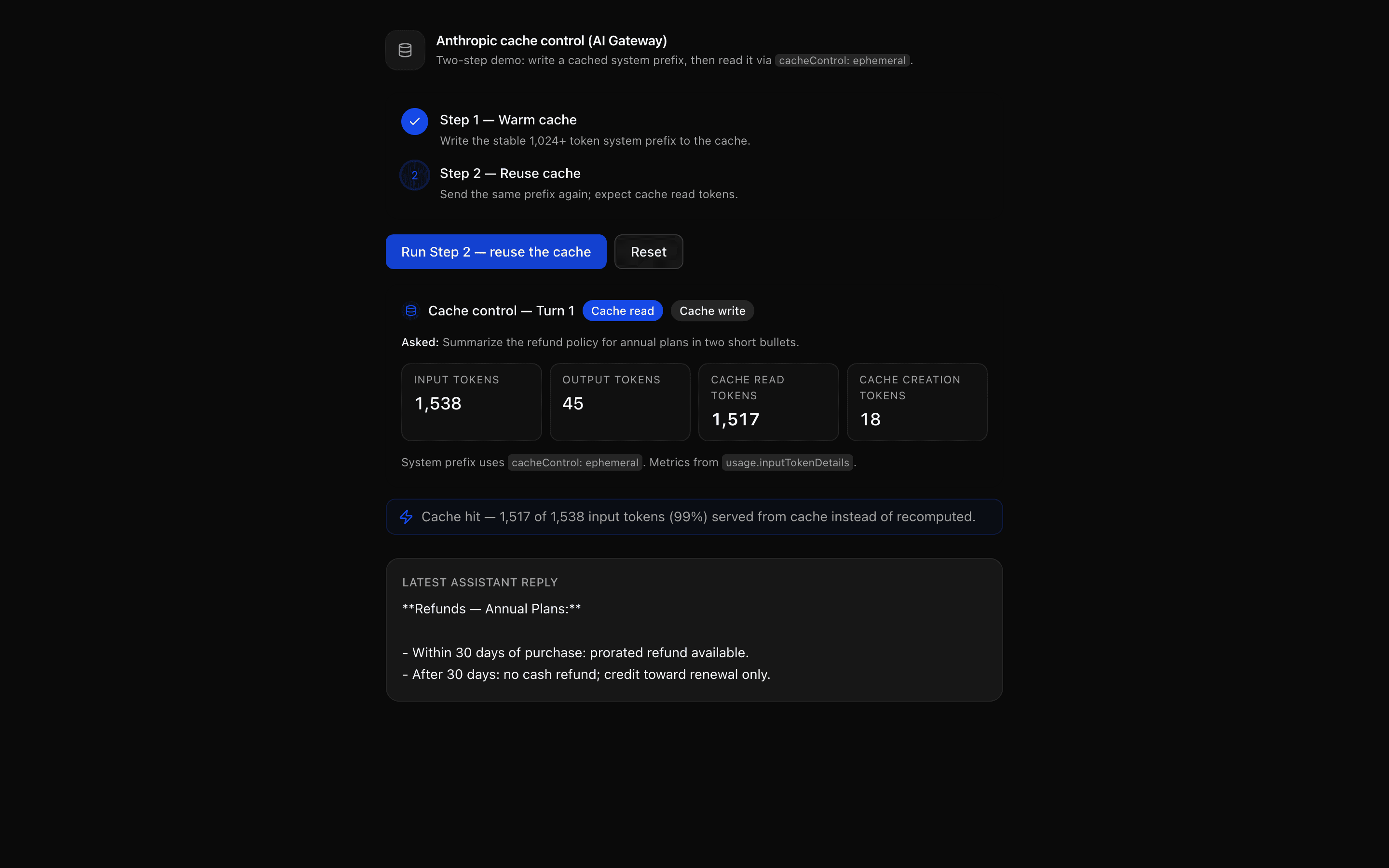 Anthropic Cache Control (AI Gateway) preview