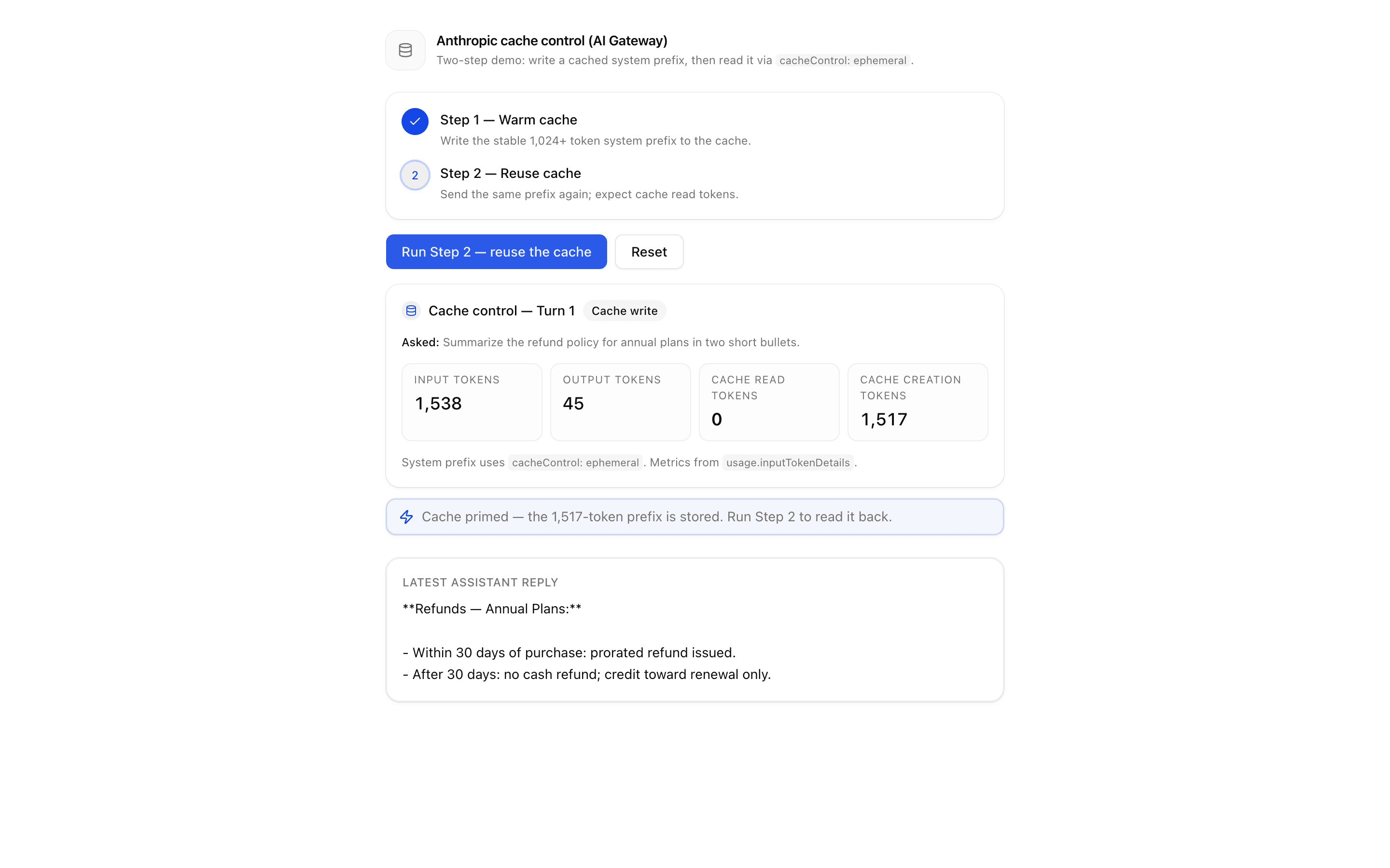 Anthropic Cache Control (AI Gateway) preview