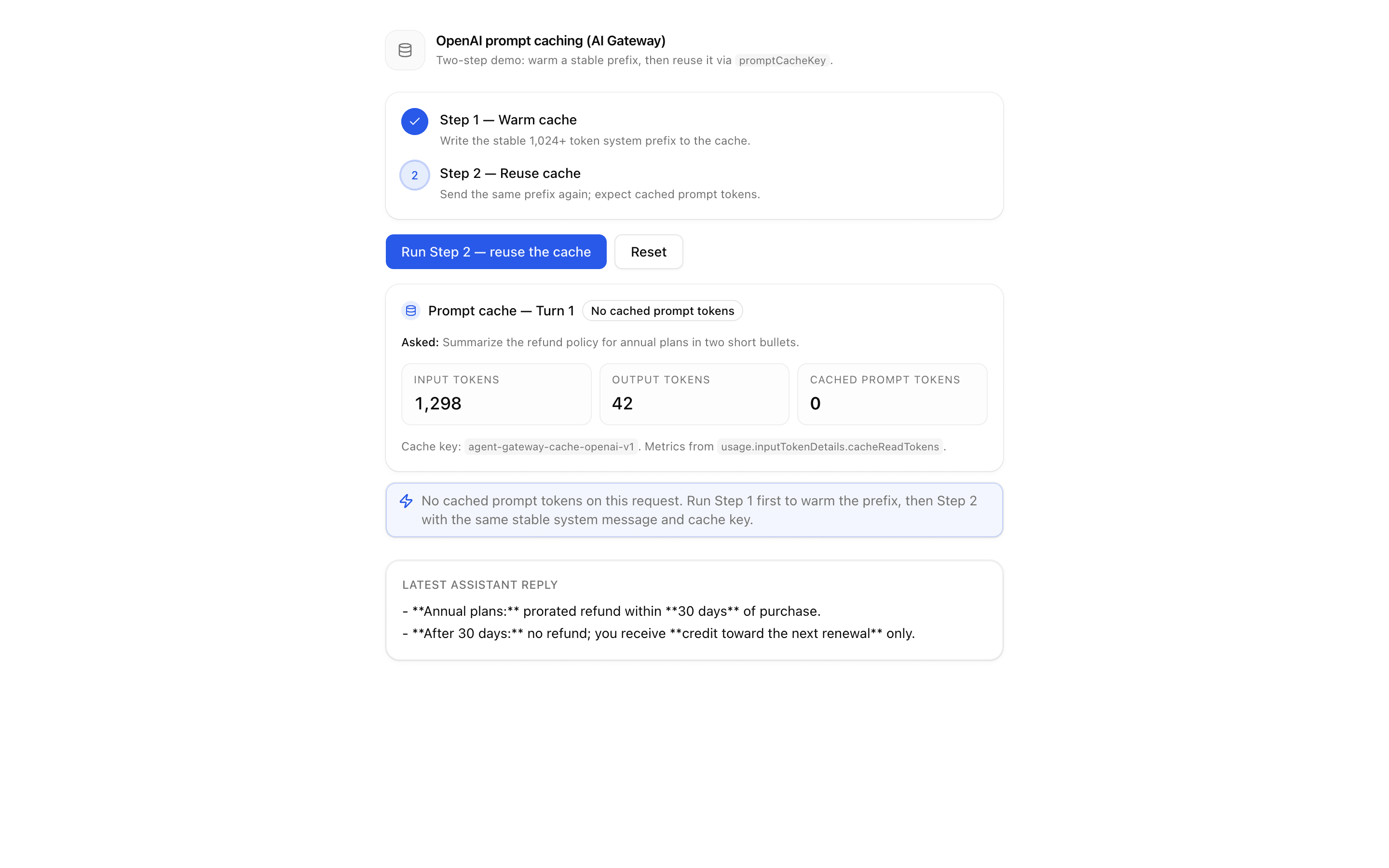 OpenAI Prompt Caching (AI Gateway) preview