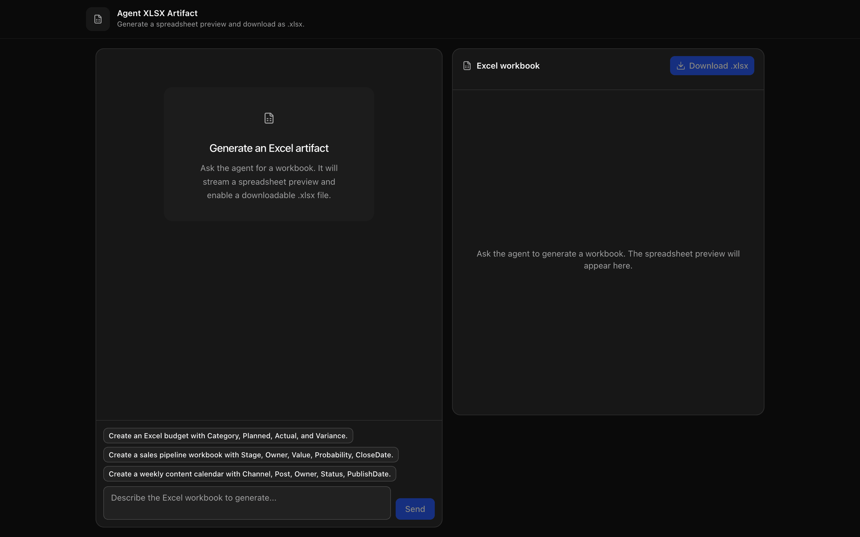 Agent XLSX Artifact preview