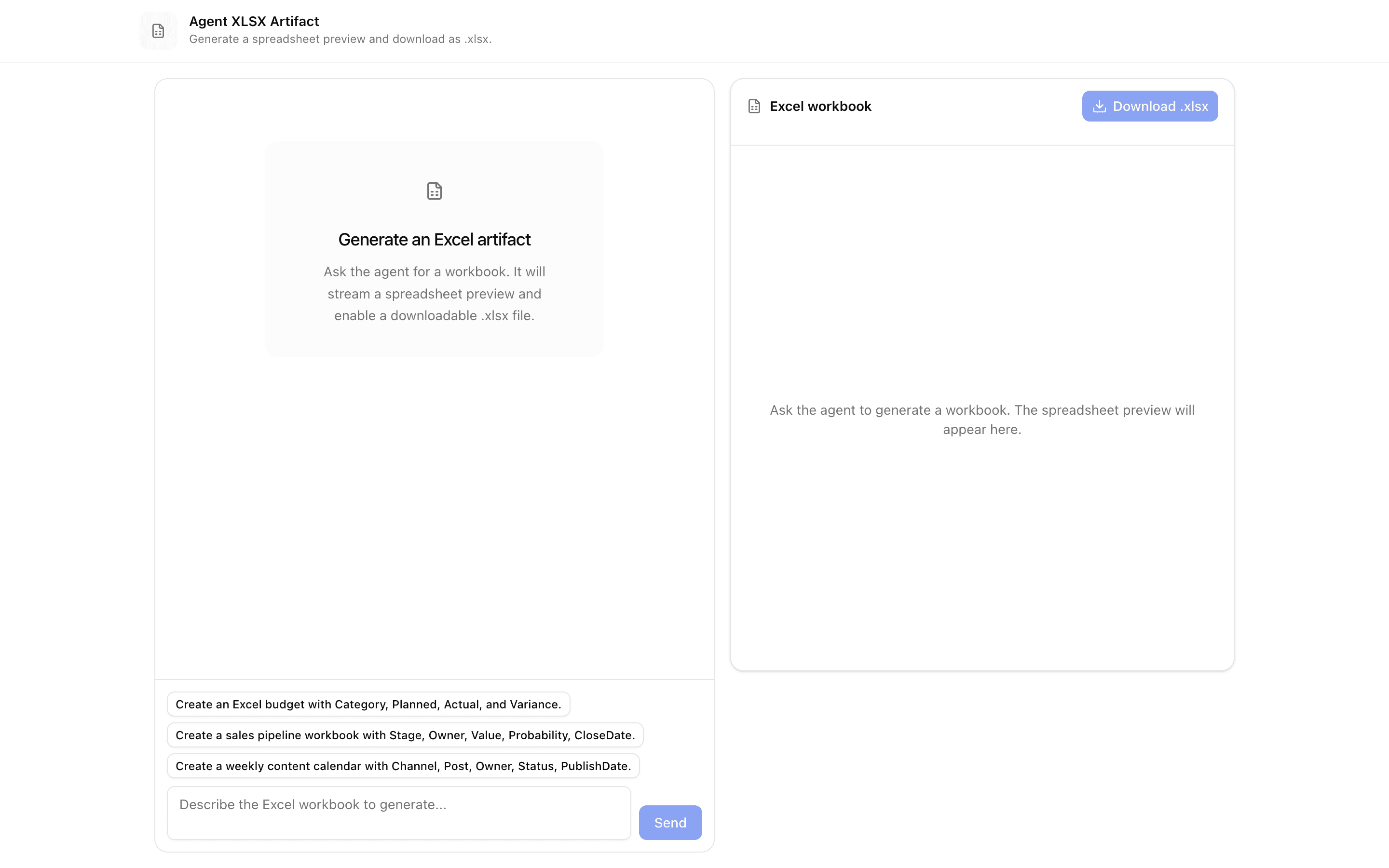 Agent XLSX Artifact preview