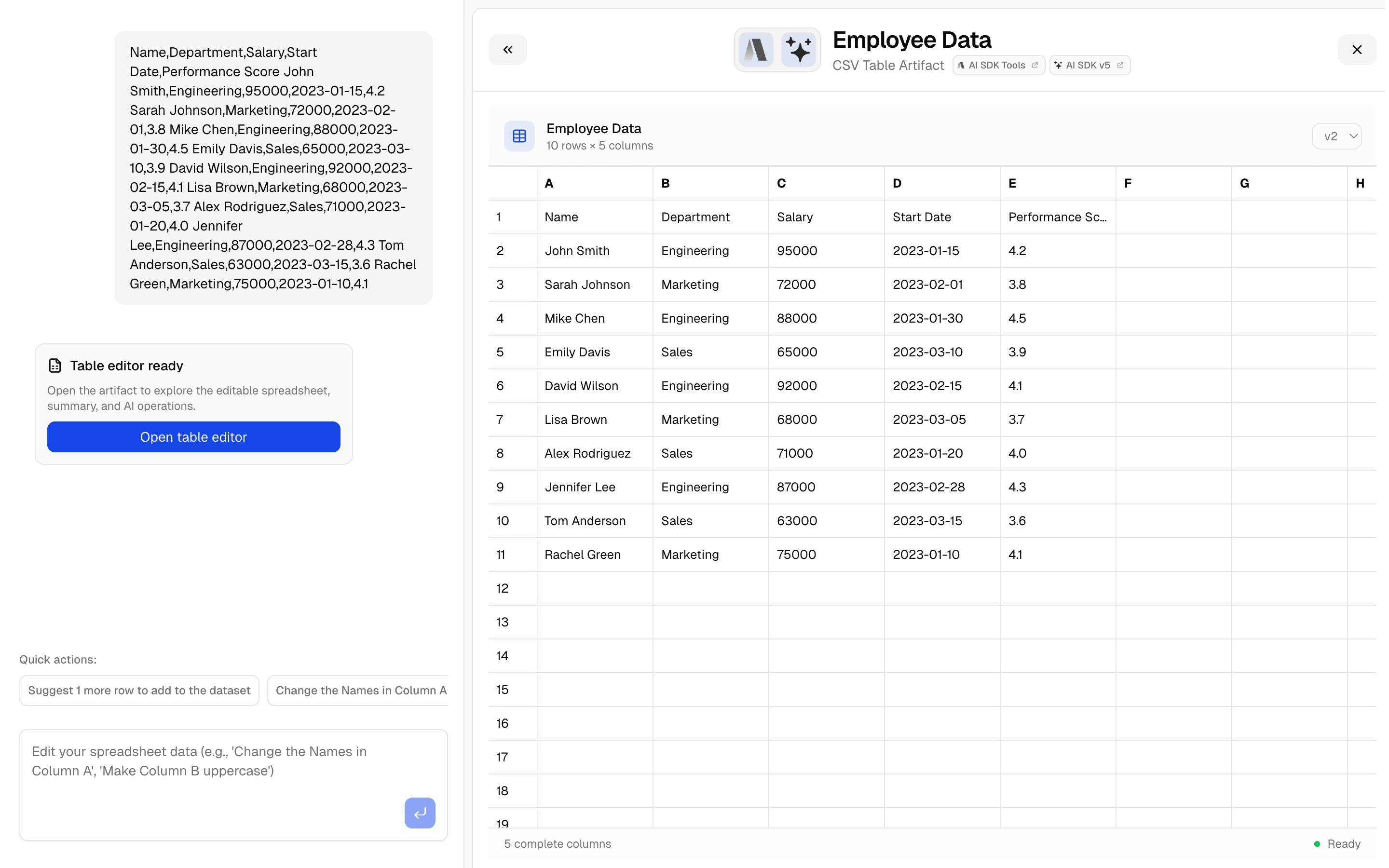 ai-artifact-table use cases example