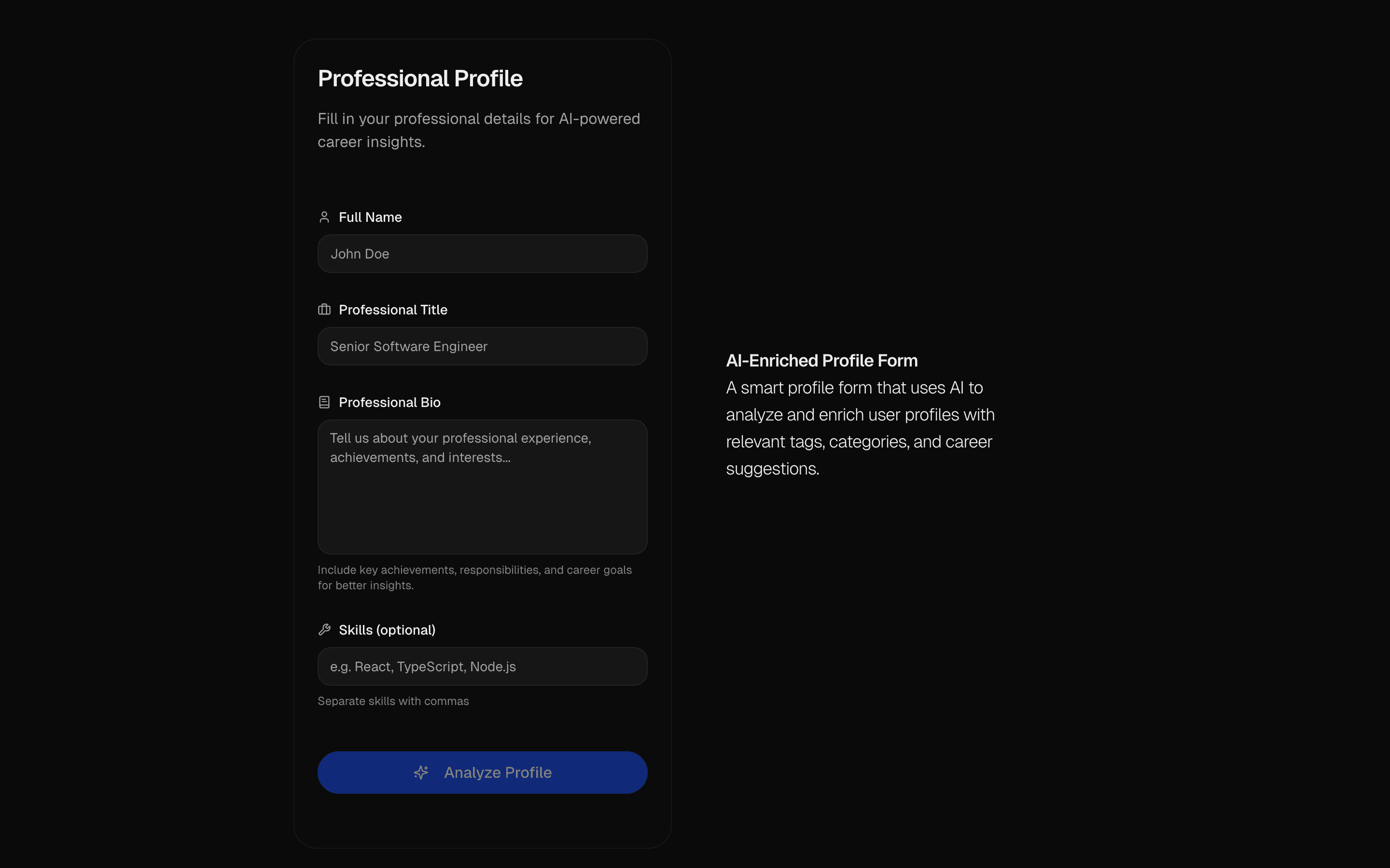 AI Profile Enrichment Form preview