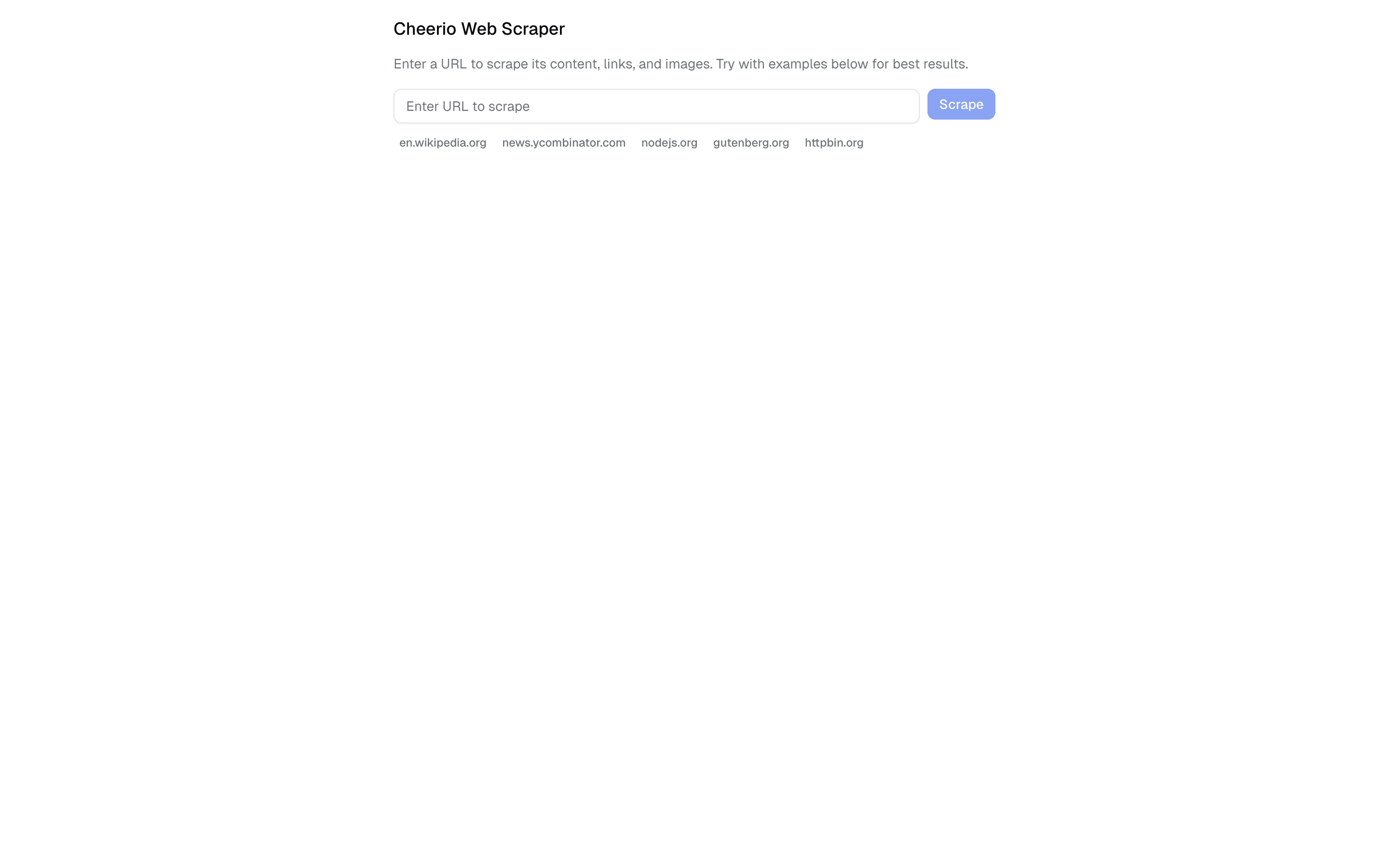 Cheerio Web Scraper preview