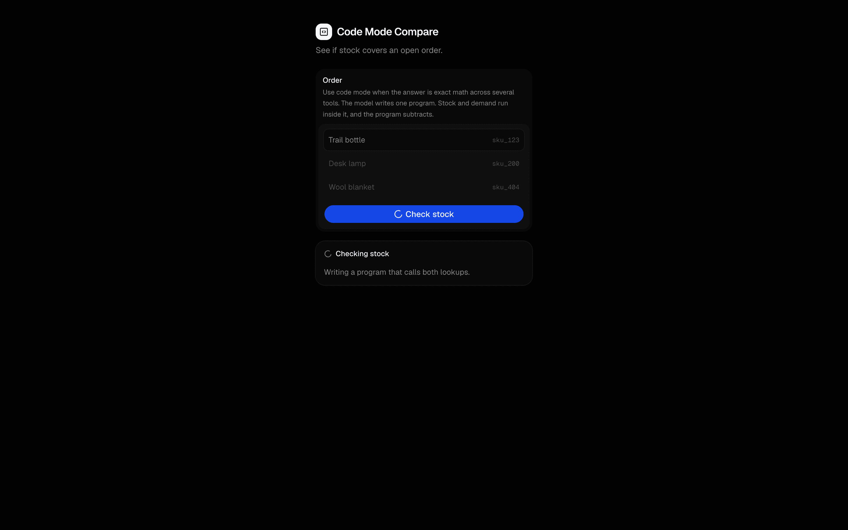 Code Mode Compare preview