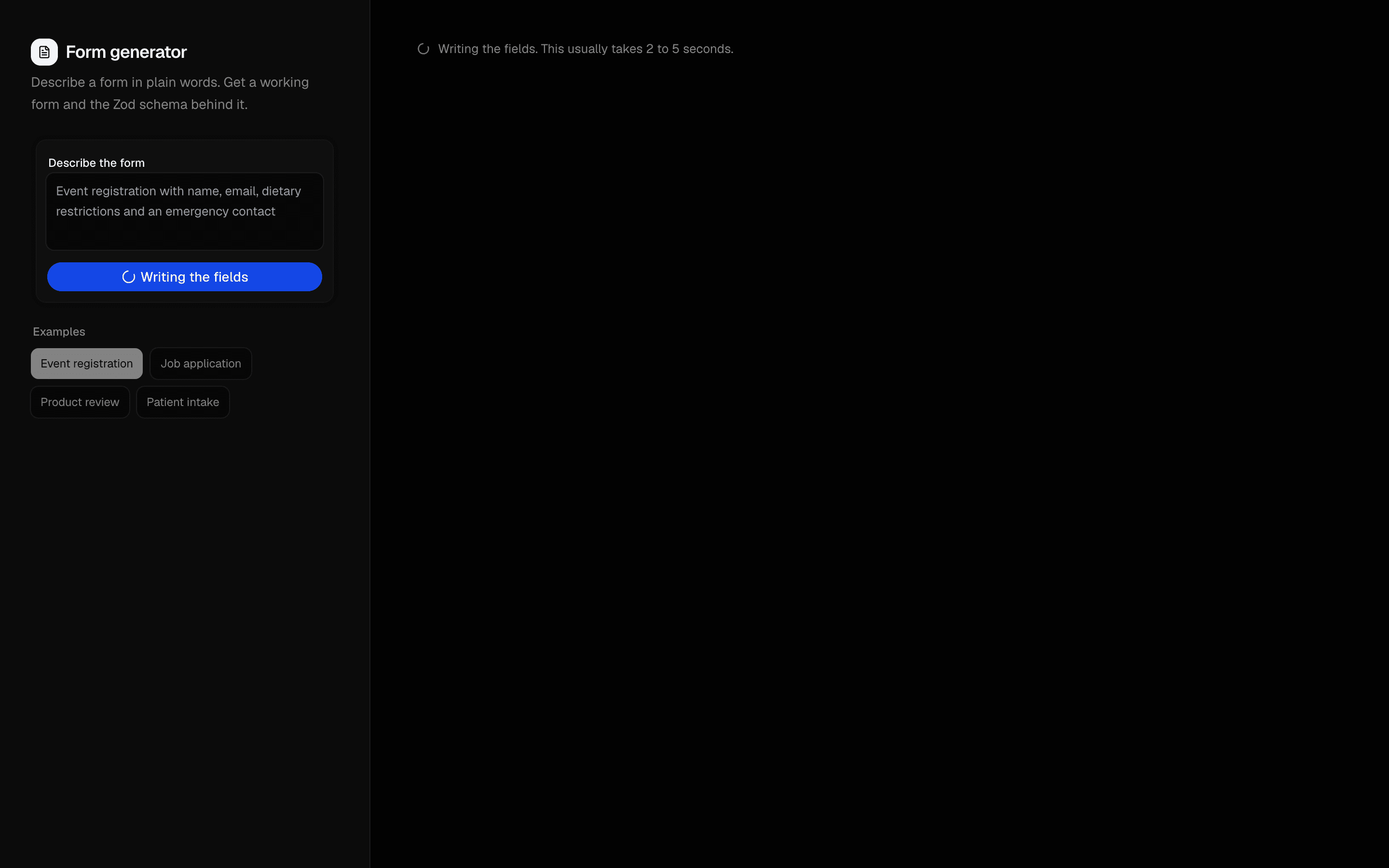 AI Form Generator preview