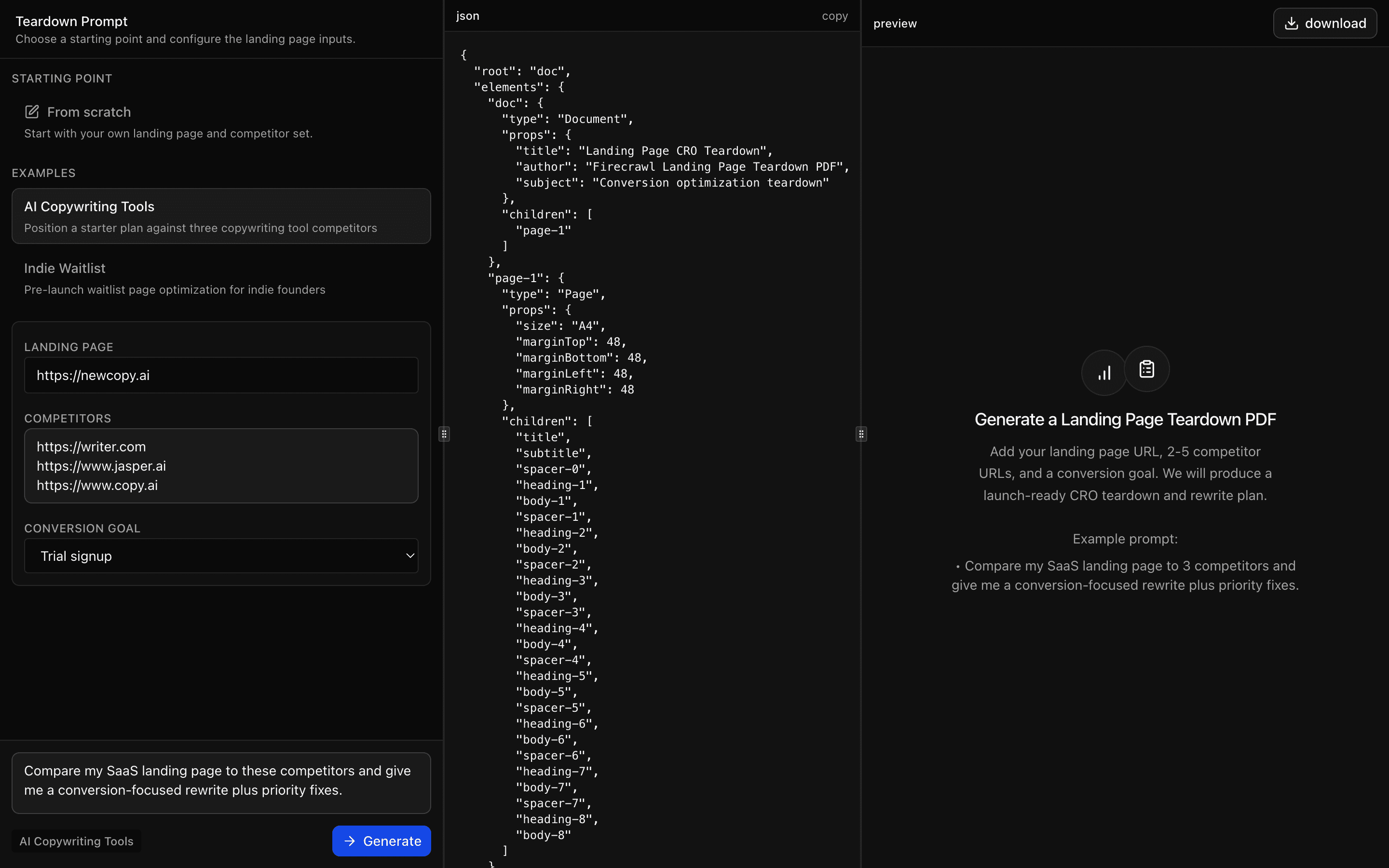 Firecrawl Landing Page Teardown PDF preview