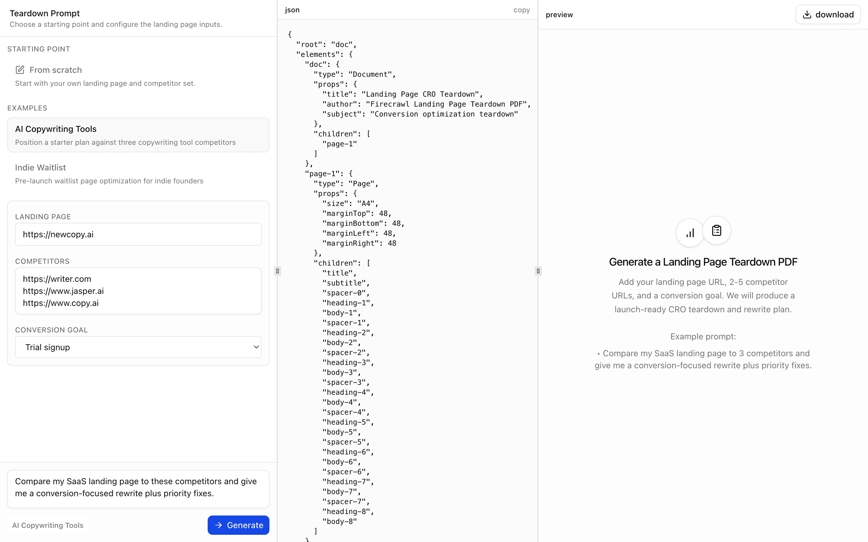 firecrawl-landing-page-teardown-pdf analysis example