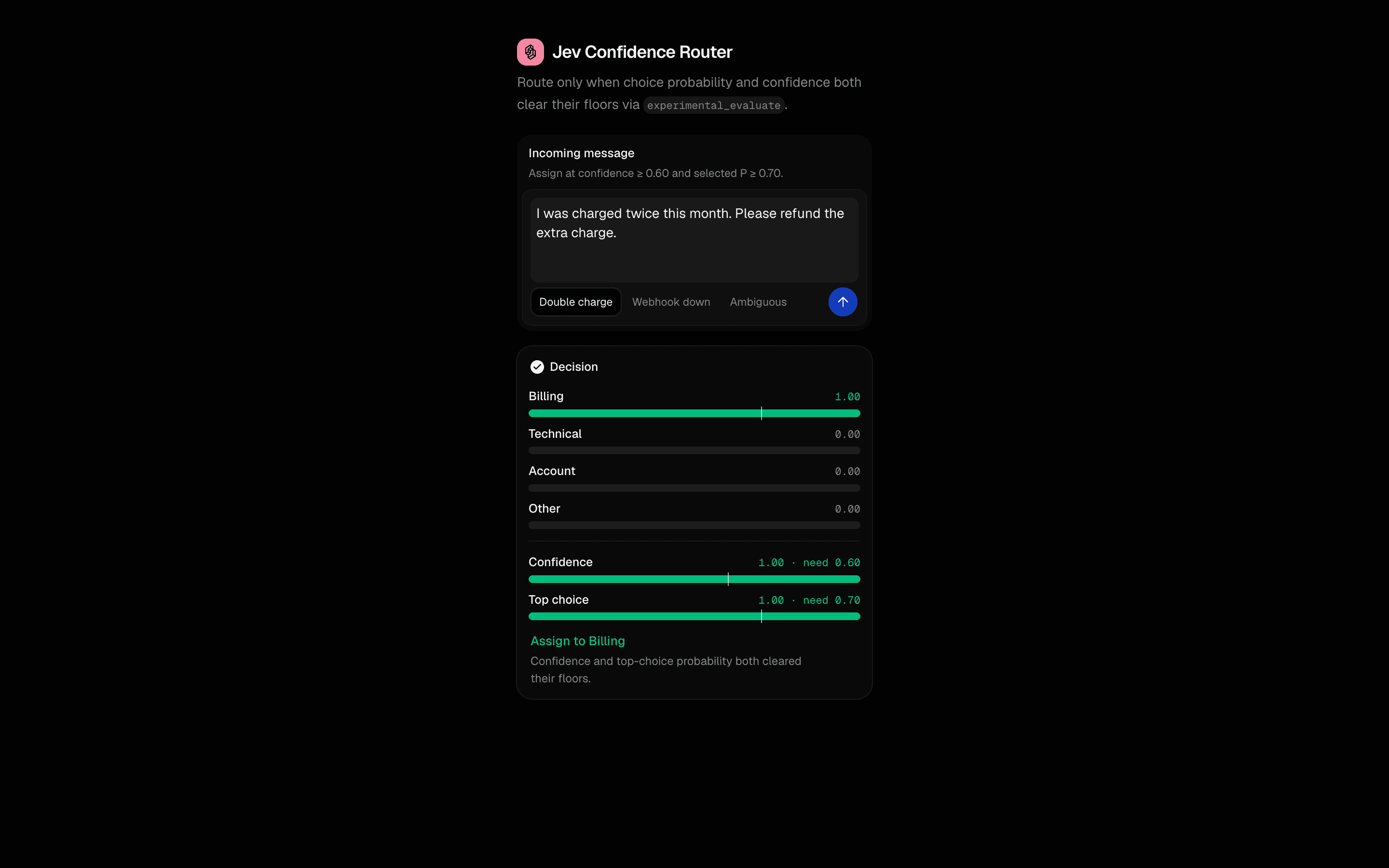 Jev Confidence Router preview