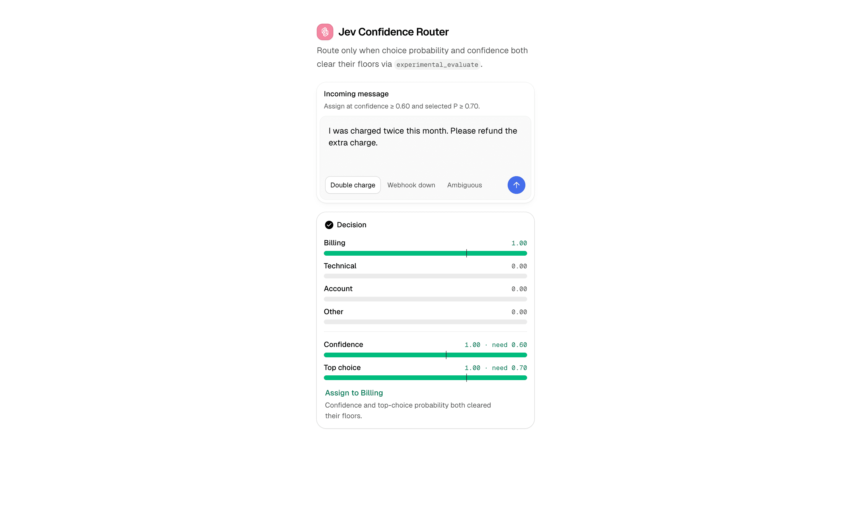 Jev Confidence Router preview