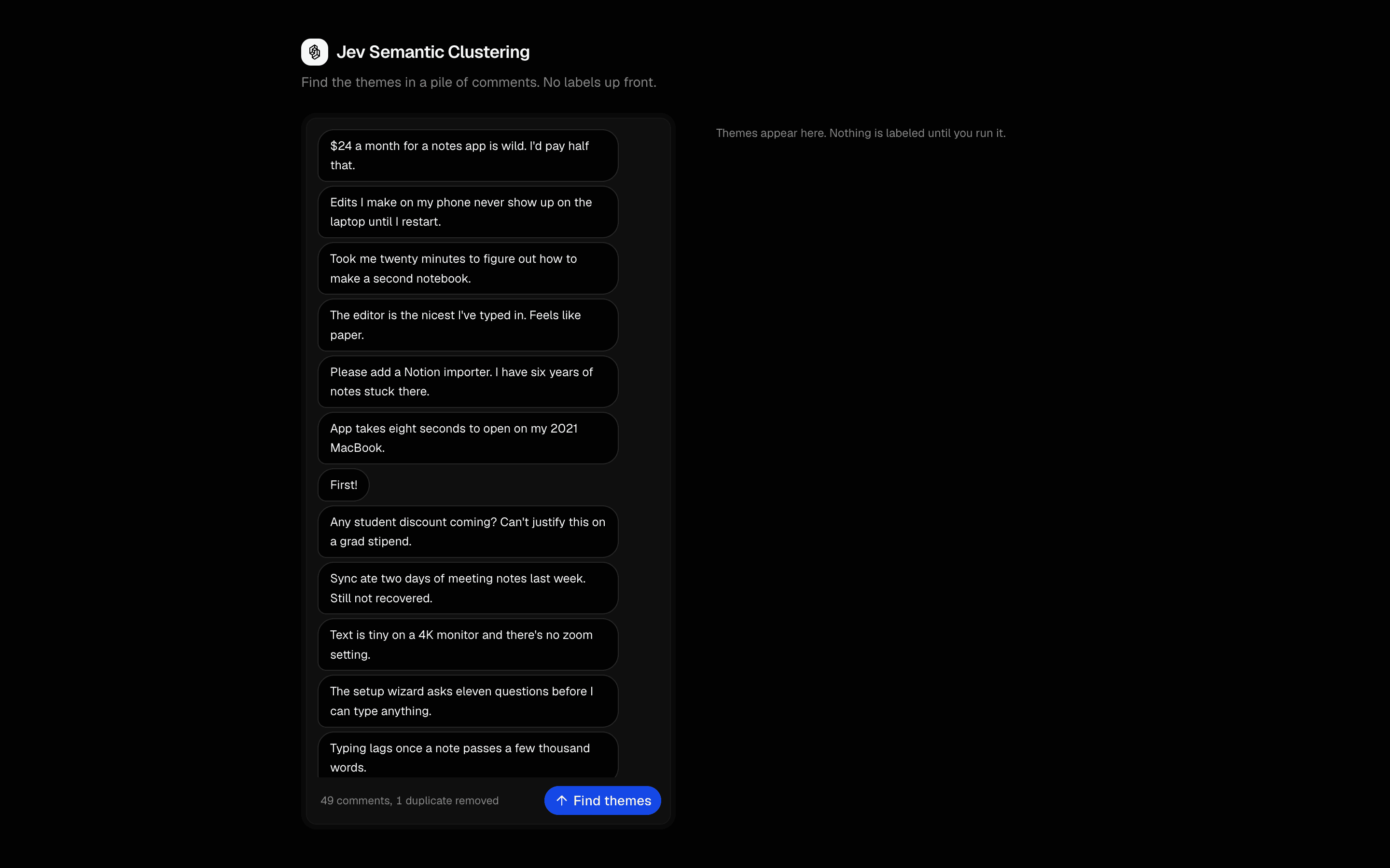 Jev Semantic Clustering preview