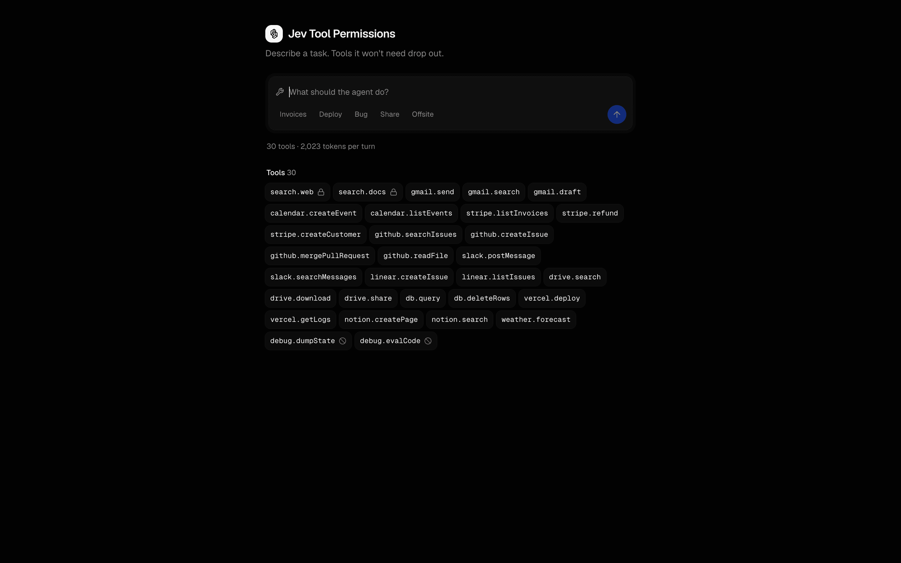 Jev Tool Permissions preview