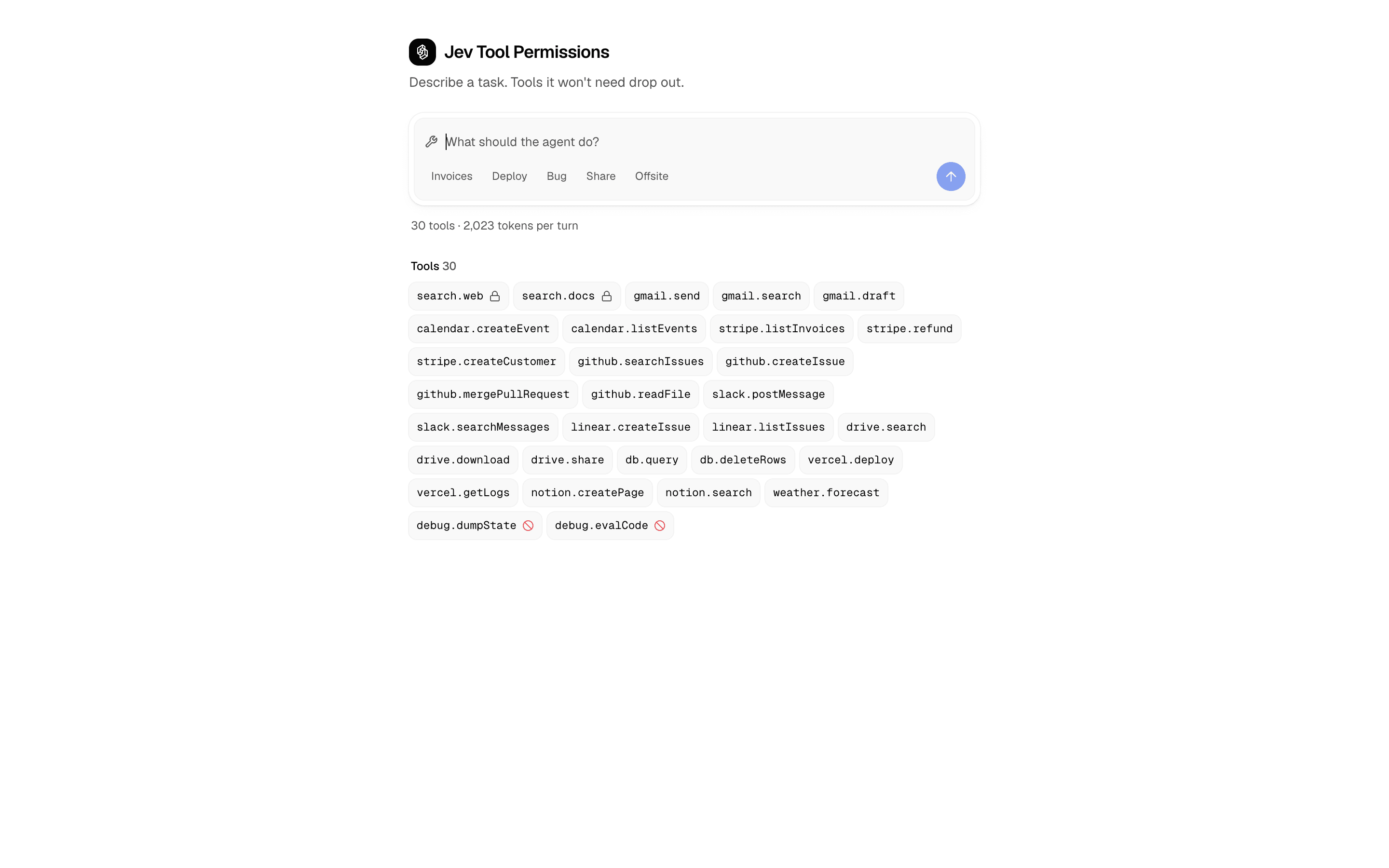 Jev Tool Permissions preview