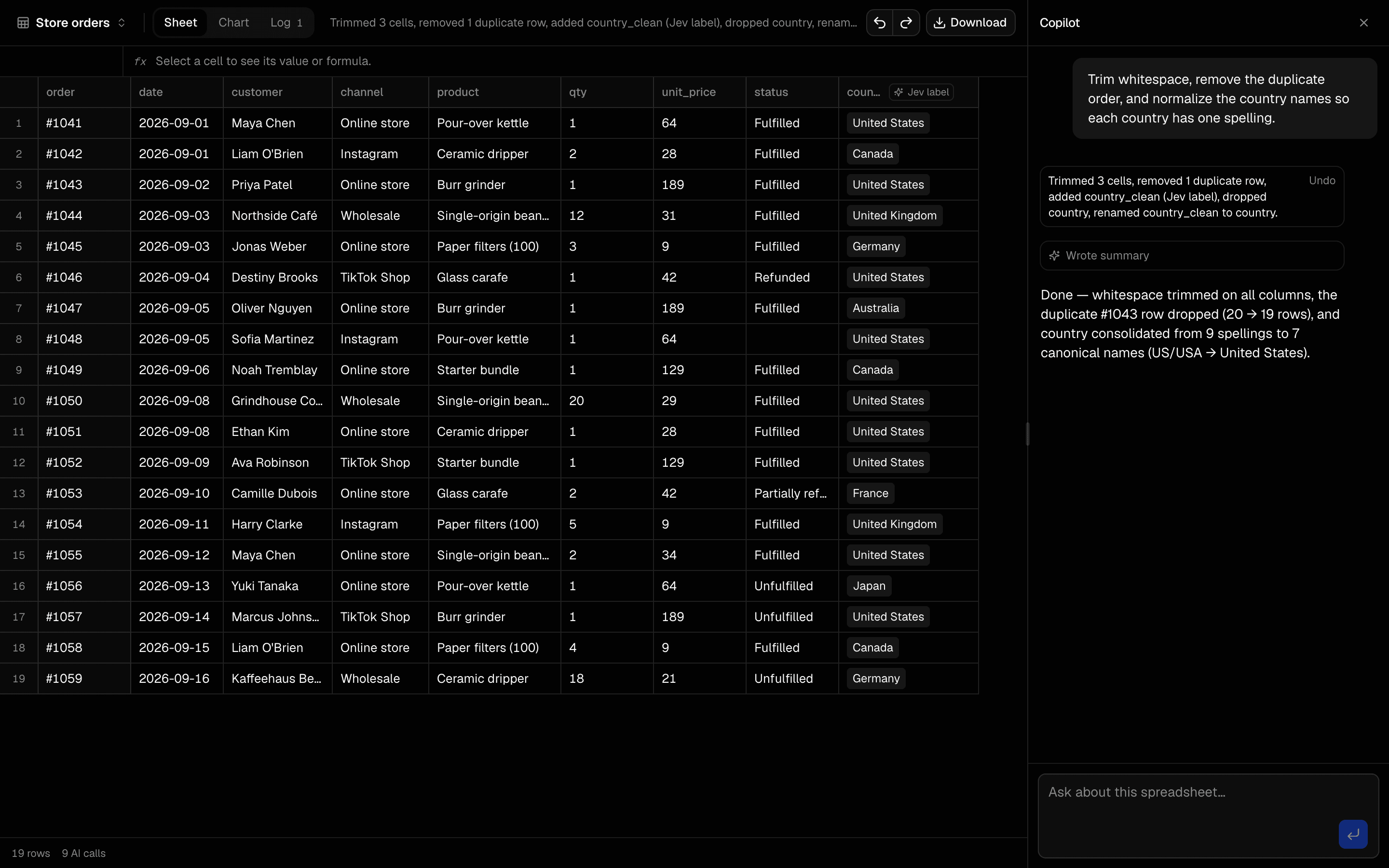 Spreadsheet Agent preview