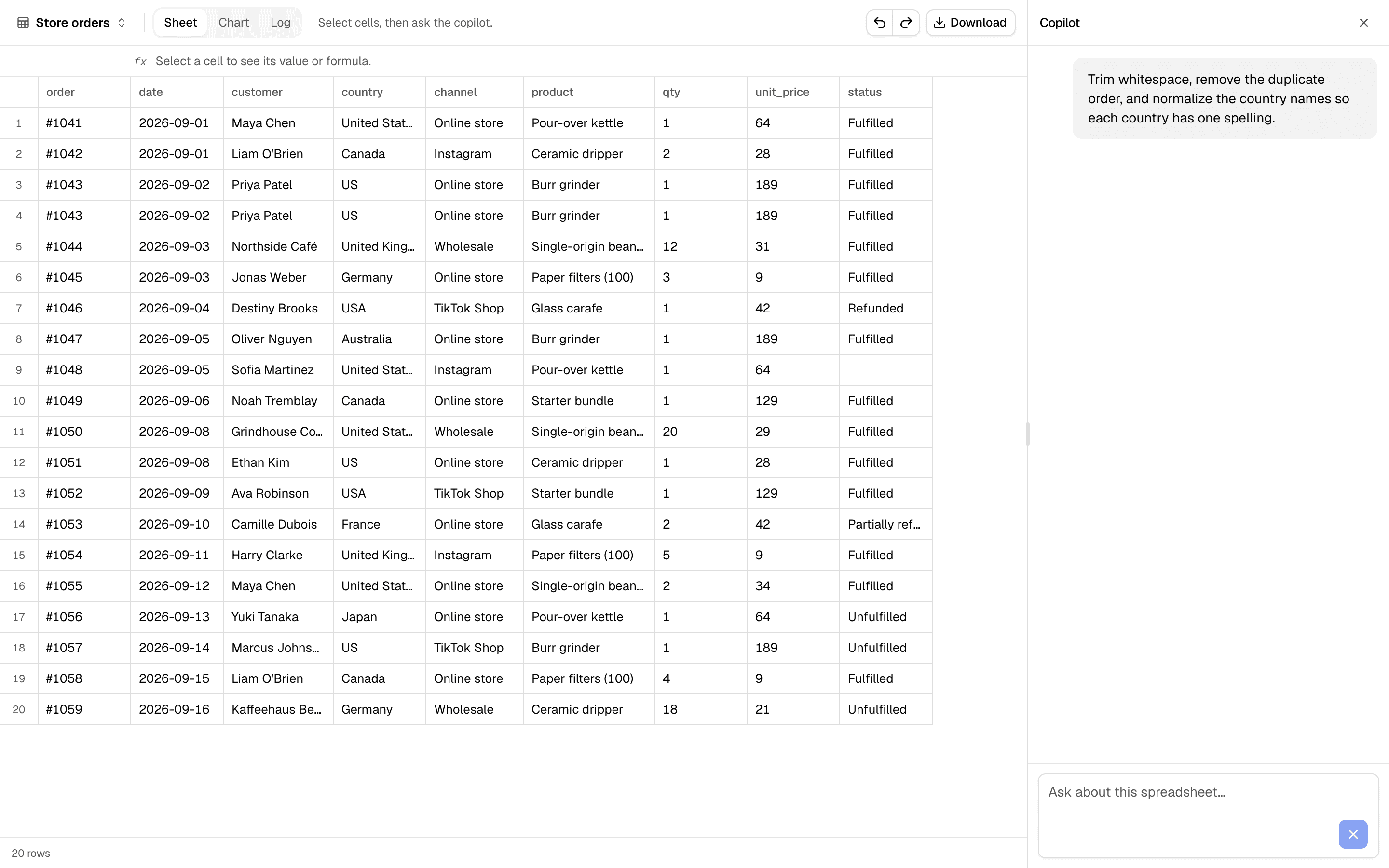Spreadsheet Agent preview