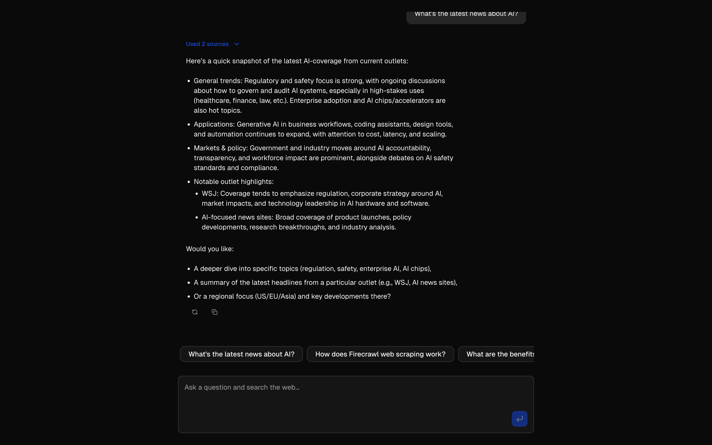 Firecrawl Scrape Tool Chat preview