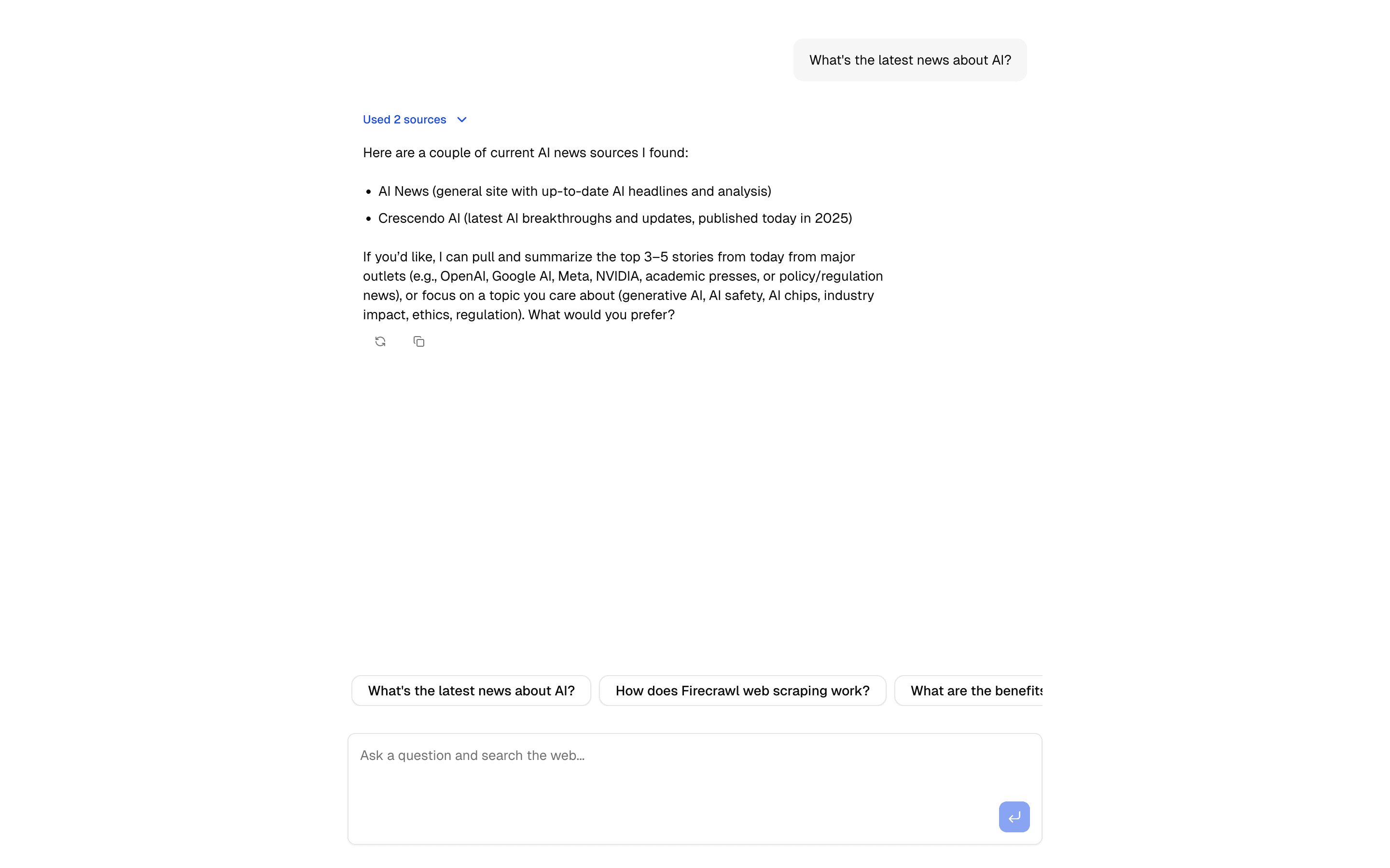 Firecrawl Scrape Tool Chat preview